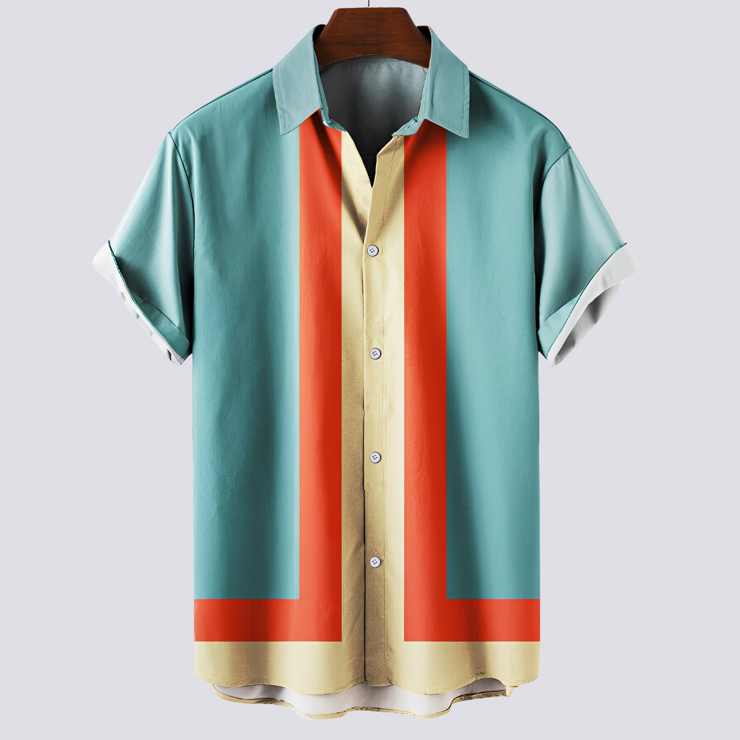 Herren Musterhemd Klassisches Print-Hemd Baumwolle Blau