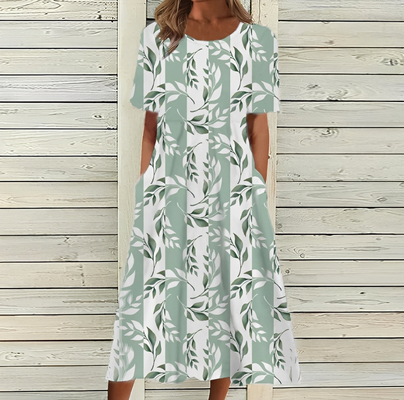 Damen Midikleid Elegantes Floralkleid Fließend