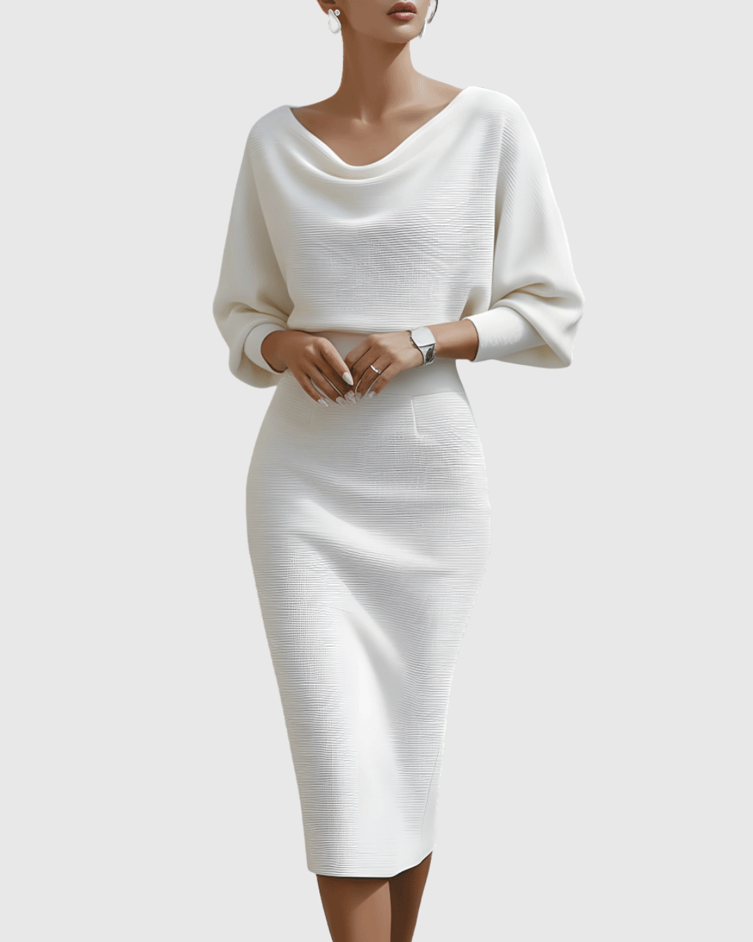 Damen Midikleid Elegantes Drapierkleid Fließend