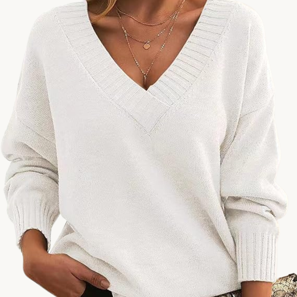 Eveloria Damen Pullover V-Ausschnitt