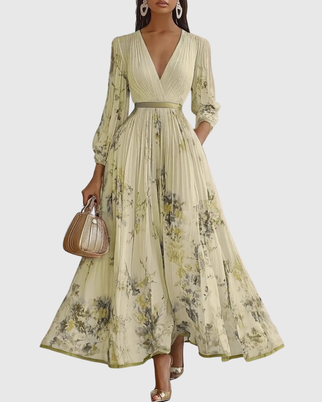 Isabella Damen Ärmelloses Midi Kleid Geplissiert Blumenmuster