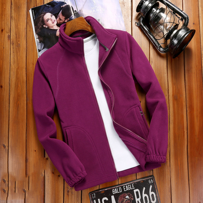 Damen Fleecejacke Reißverschluss Stehkragen Fleece