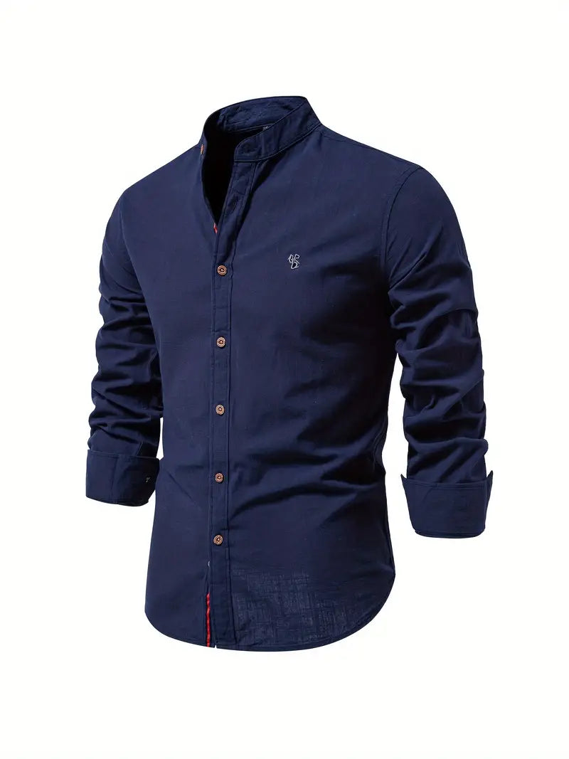 Herren Freizeithemd Mit Knöpfen Blau