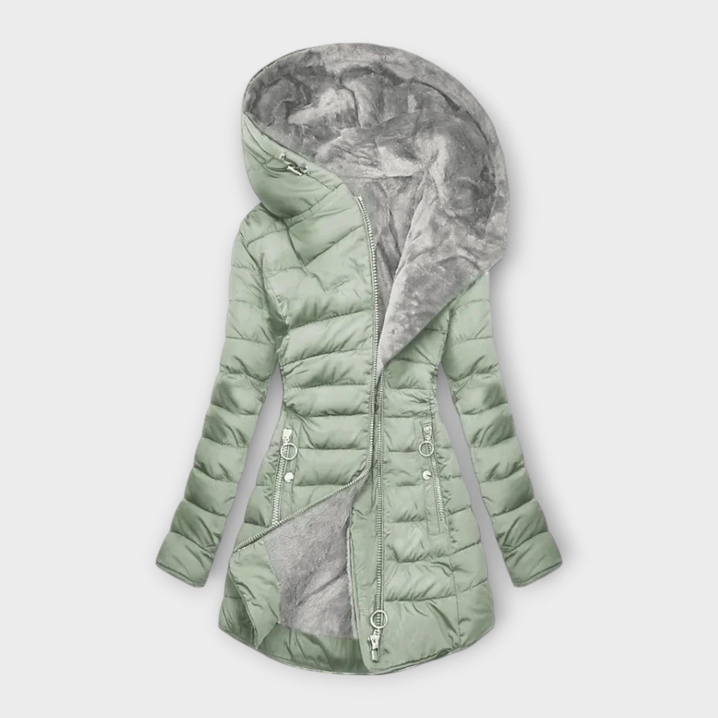 Damen Steppjacke Gefüttert Mit Kapuze Schwarz - Eveloria