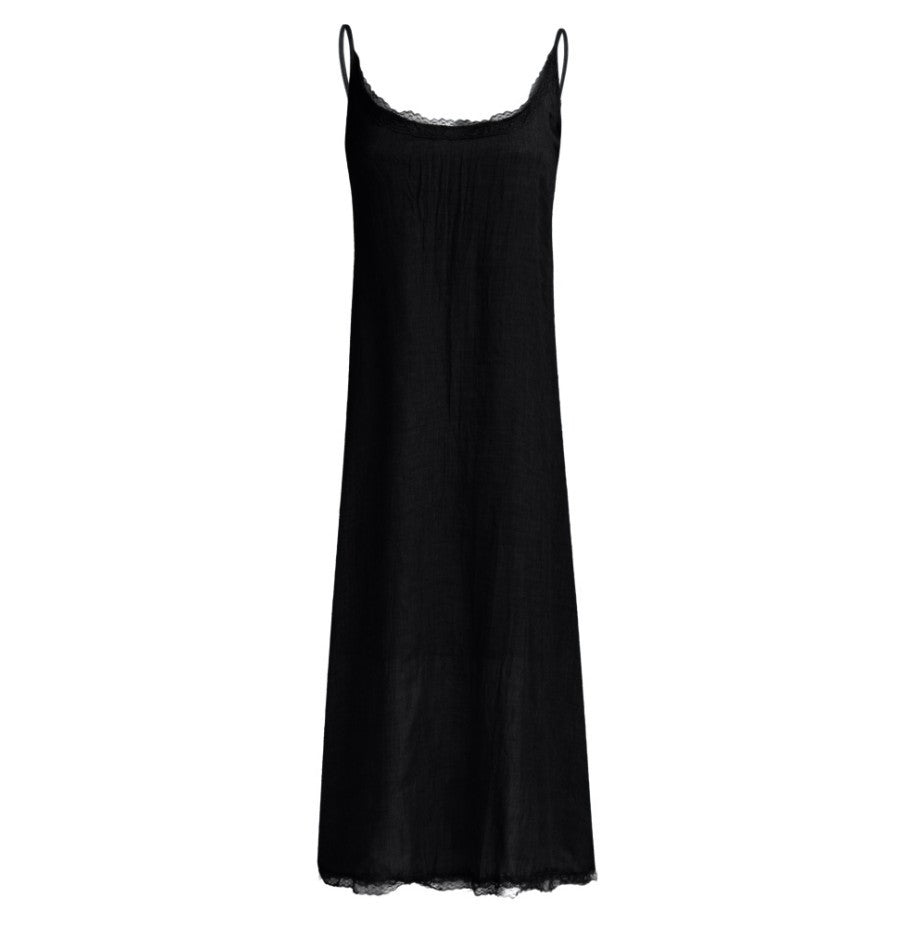 Damen Maxikleid Boho-Stil Spitze Beige