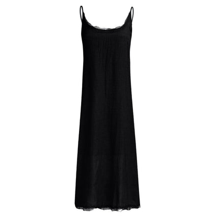Damen Maxikleid Boho-Stil Spitze Beige