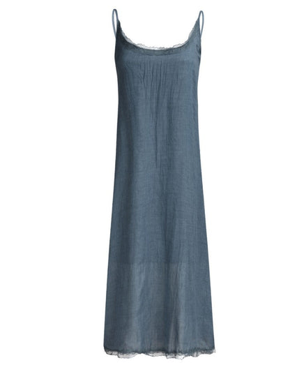 Damen Maxikleid Boho-Stil Spitze Beige