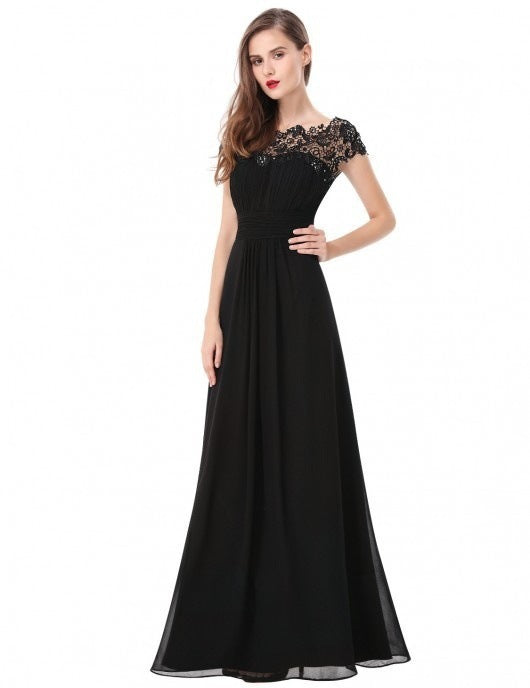 Damen Maxikleid Spitzenoberteil Fließender Schnitt Eveloria