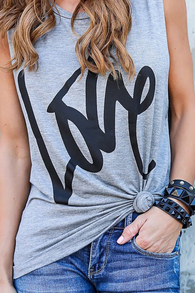 Damen T-Shirt mit Knotendetail und Schriftzug - Eveloria