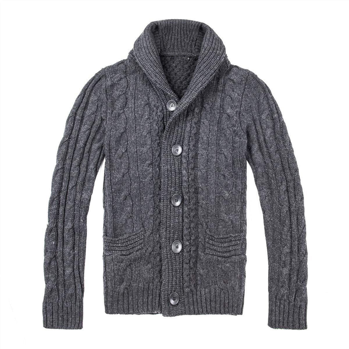 Herren Strickjacke Zopfmuster Mit Taschen Beige