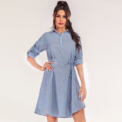 Damen Hemdblusenkleid mit Bindegürtel Eveloria