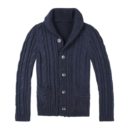 Herren Strickjacke Zopfmuster Mit Taschen Beige - Eveloria