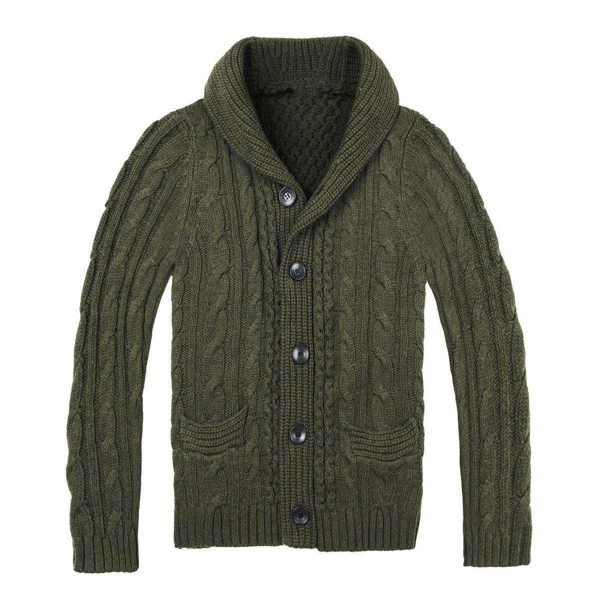 Herren Strickjacke Zopfmuster Mit Taschen Beige
