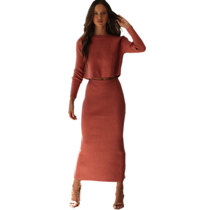 Damen Strick-Set Cropped Pullover Maxi-Rock Eveloria