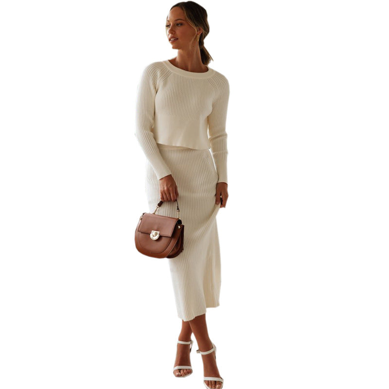 Damen Strick-Set Cropped Pullover Maxi-Rock Eveloria