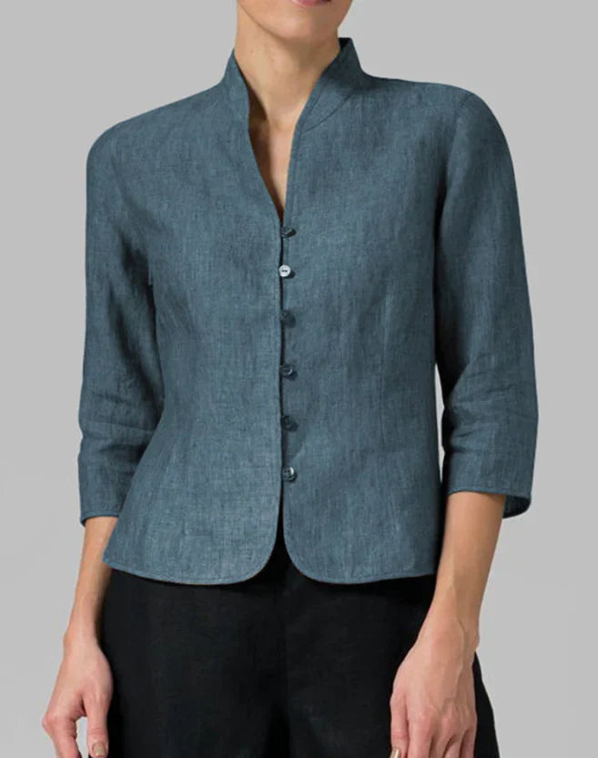 Damen Taillierte Kurzjacke Stehkragen Elegante