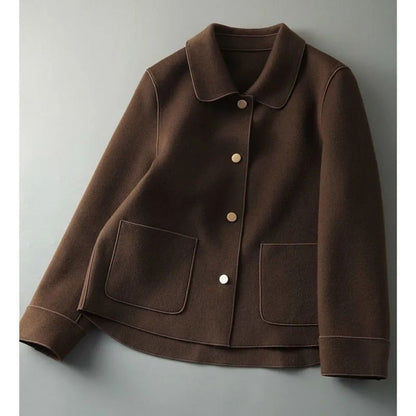 Damen Kurzjacke Knopfleiste Taschen