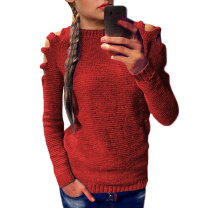 Damen Strickpullover Asymmetrisch Lässig Grau