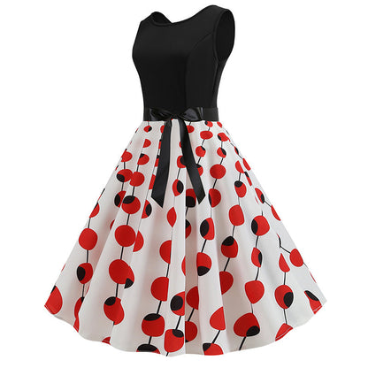 Damen Swingkleid Polka-Dots Muster Breiter Rock Eveloria