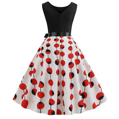 Damen Swingkleid Polka-Dots Muster Breiter Rock Eveloria
