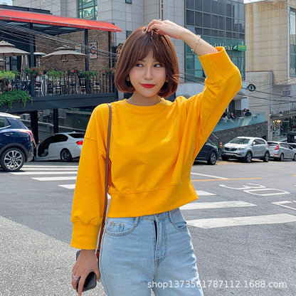 Damen Gestreifter Cropped Pullover Ballonärmel Eveloria