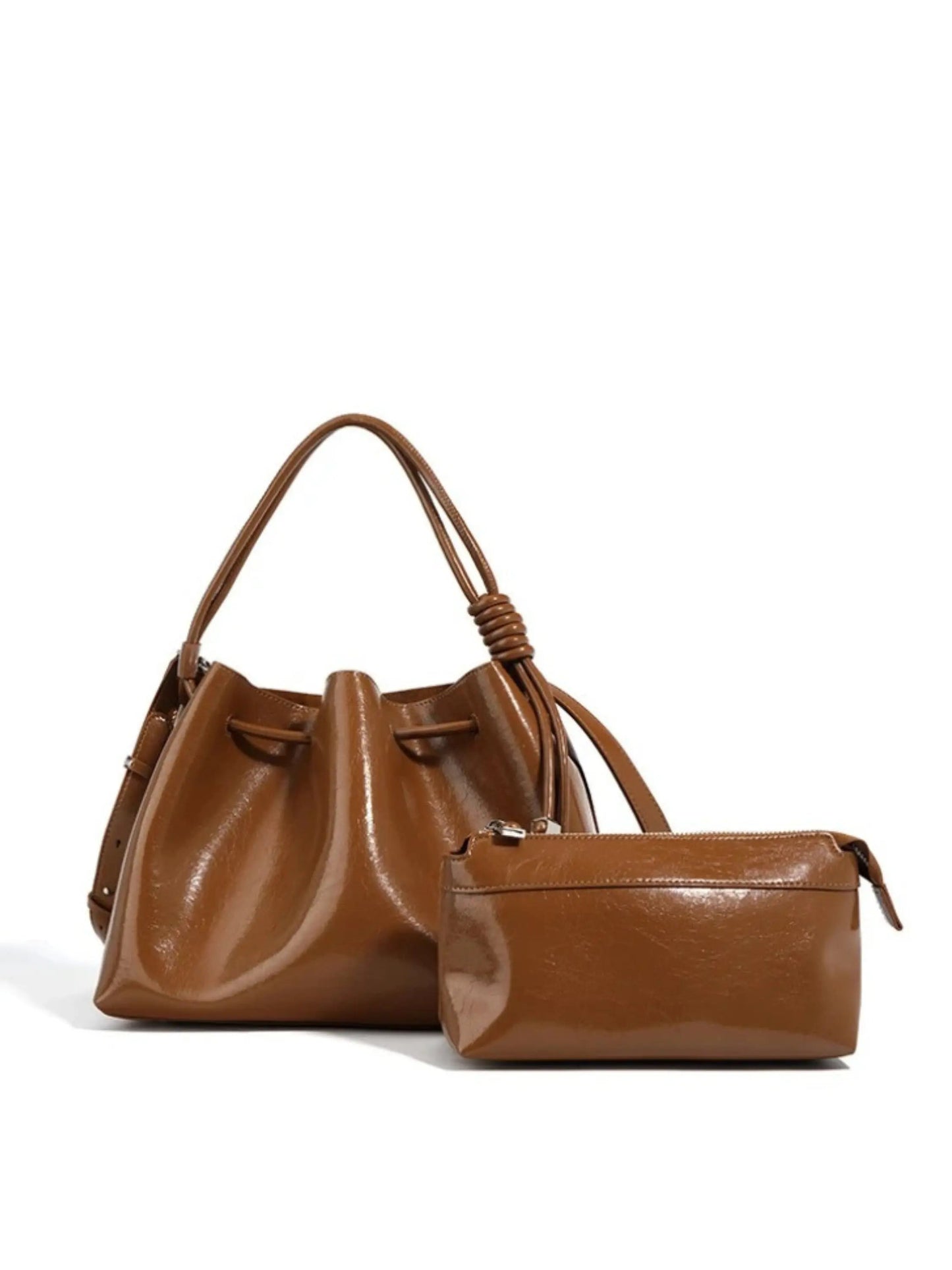 Damen Handtasche Glänzend Kordelzug