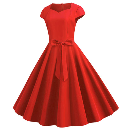 Damen Partykleid Weiter Rock Elegante Schleife Eveloria
