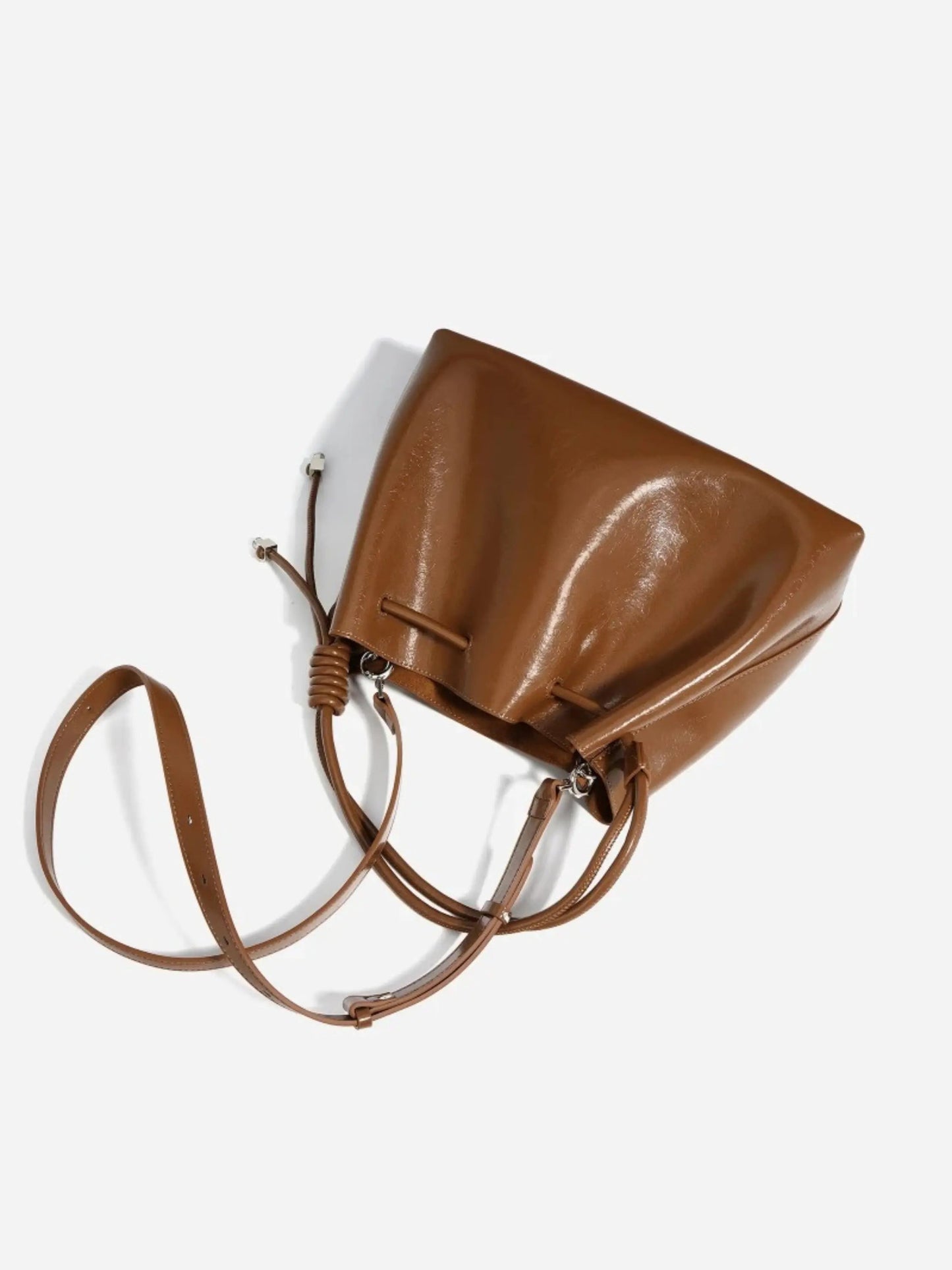 Damen Handtasche Glänzend Kordelzug