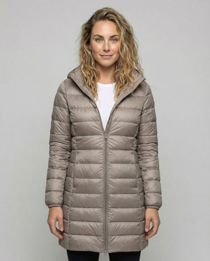 Damen Parka Jacke Warm Pelzkragen Schwarz - Eveloria