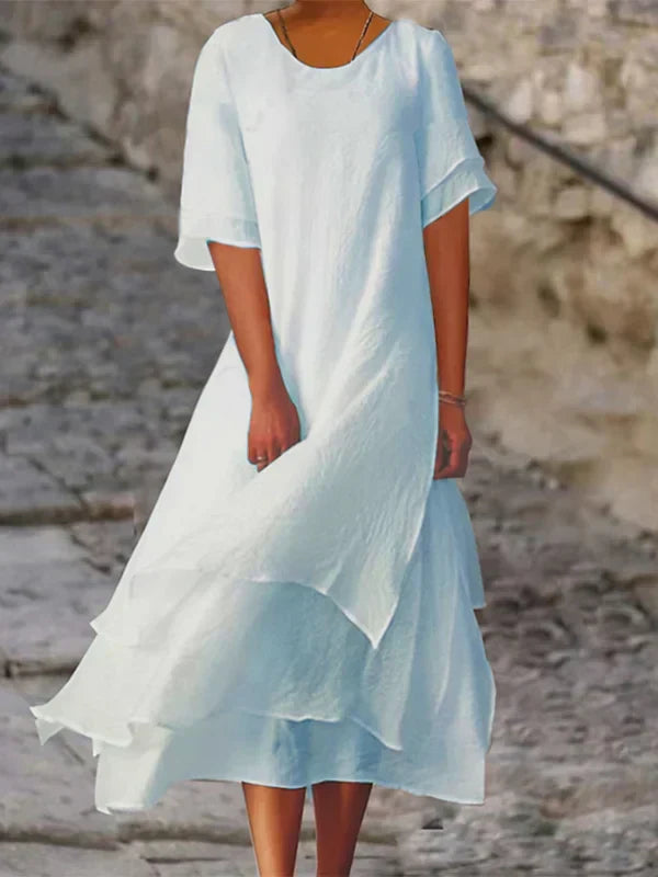 Eveloria Damen Blockschlitzkleid Eleganz