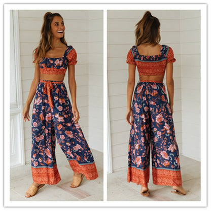 Damen Zweiteiliges Set Cropped Oberteil Weite Hose Eveloria