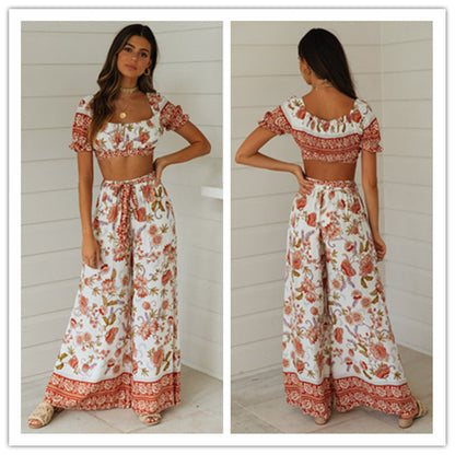 Damen Zweiteiliges Set Cropped Oberteil Weite Hose Eveloria