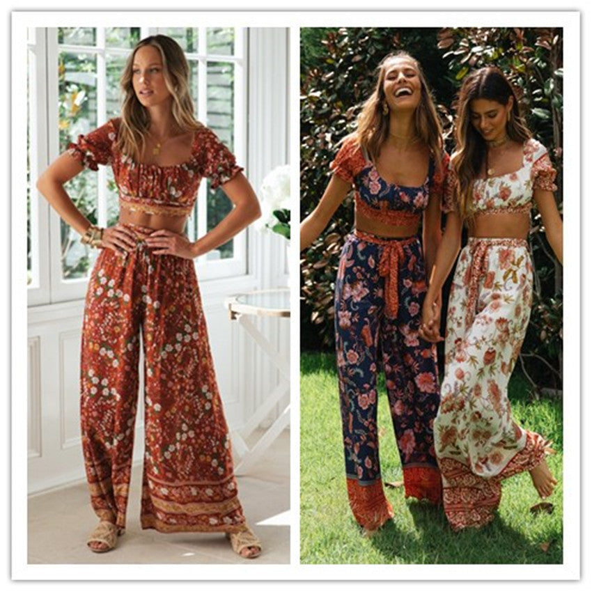 Damen Zweiteiliges Set Cropped Oberteil Weite Hose Eveloria - Eveloria