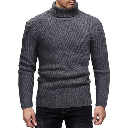 Herren Strickpullover Rollkragen Strukturiert Beige