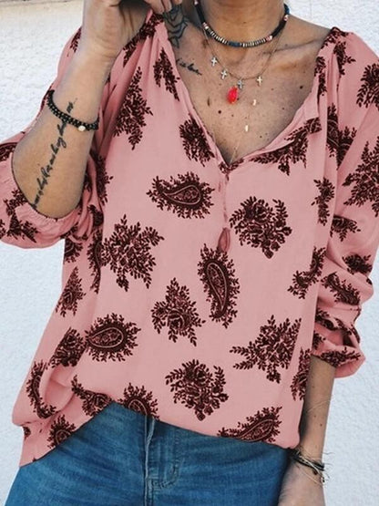 Damen Bluse Paisley-Muster Lässiger Schnitt Eveloria