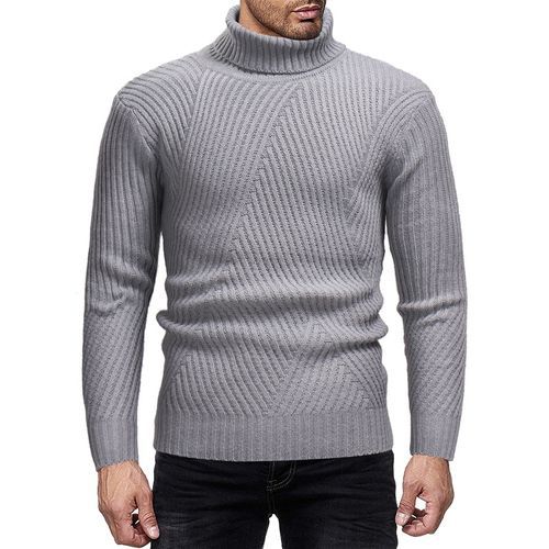 Herren Strickpullover Rollkragen Strukturiert Beige - Eveloria