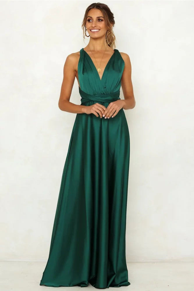 Damen Maxikleid Langärmlig Wickelausschnitt Schwarz Eveloria - Eveloria
