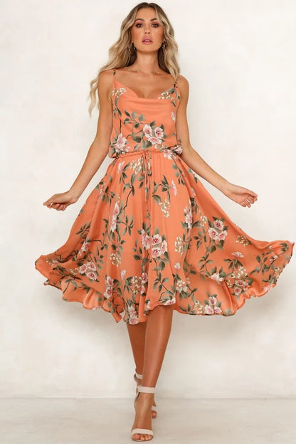Damen Midikleid Floralmuster Leicht Blumenmuster - Eveloria