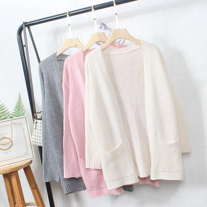 Damen Strickjacke Kuschelig Mit Taschen Lässiger Schnitt