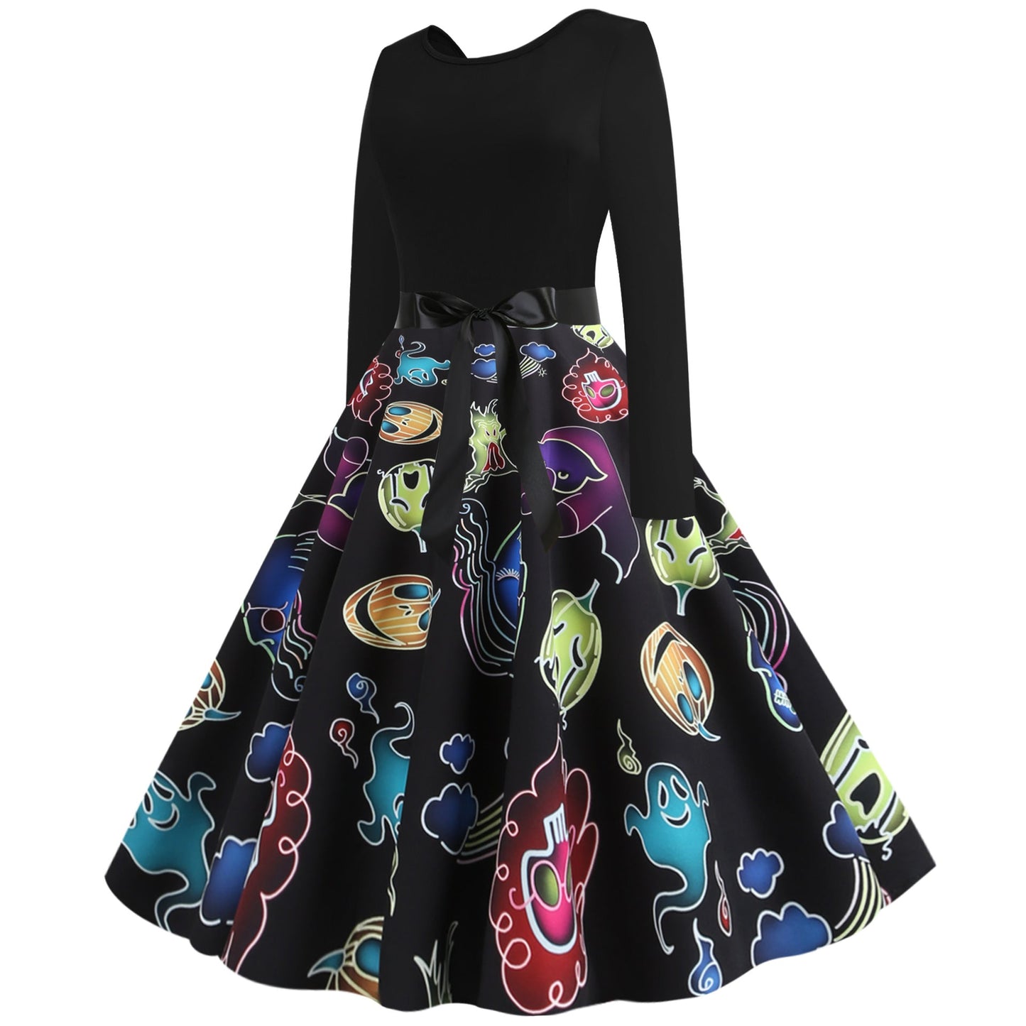 Damen Swingkleid Geisterdesign Schwingrock Eveloria