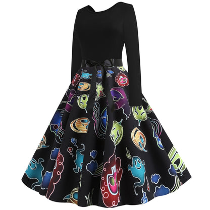 Damen Swingkleid Geisterdesign Schwingrock Eveloria