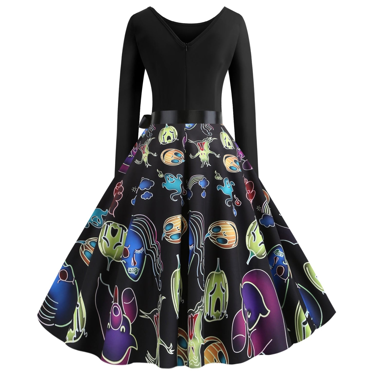 Damen Swingkleid Geisterdesign Schwingrock Eveloria