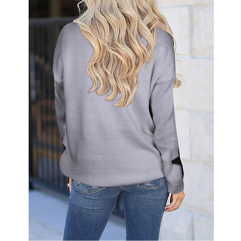 Damen Strickpullover Weiches Material Sterne-Design Eveloria
