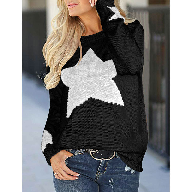Damen Strickpullover Weiches Material Sterne-Design Eveloria