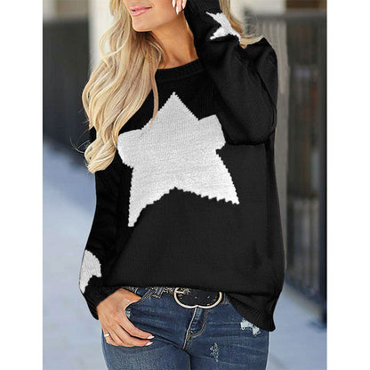 Damen Strickpullover Weiches Material Sterne-Design Eveloria
