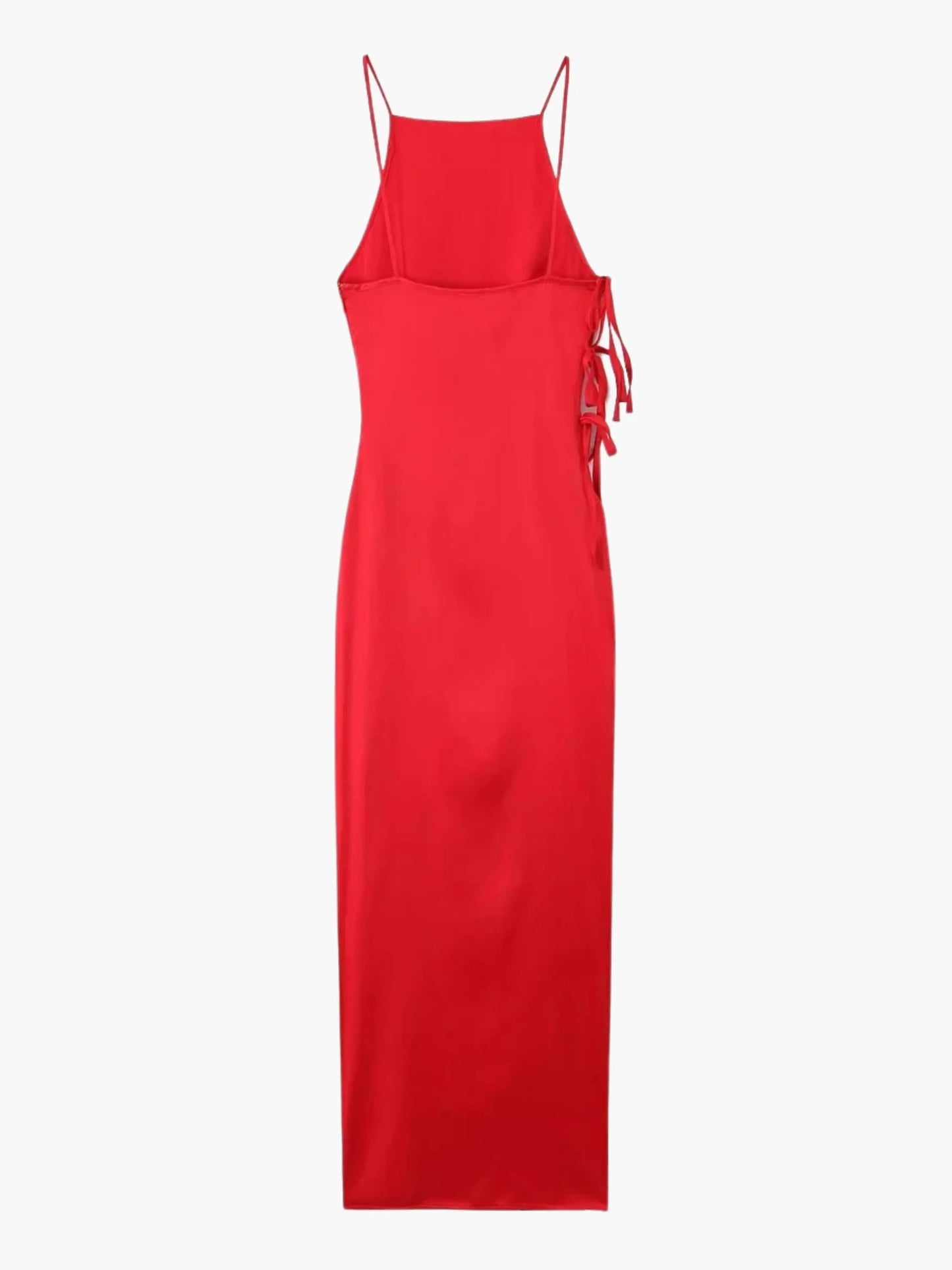 Damen Rotes Maxi-Kleid mit Schnürung