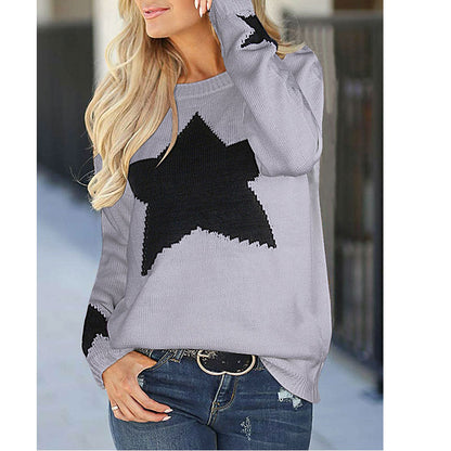 Damen Strickpullover Weiches Material Sterne-Design Eveloria