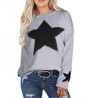 Damen Strickpullover Weiches Material Sterne-Design Eveloria