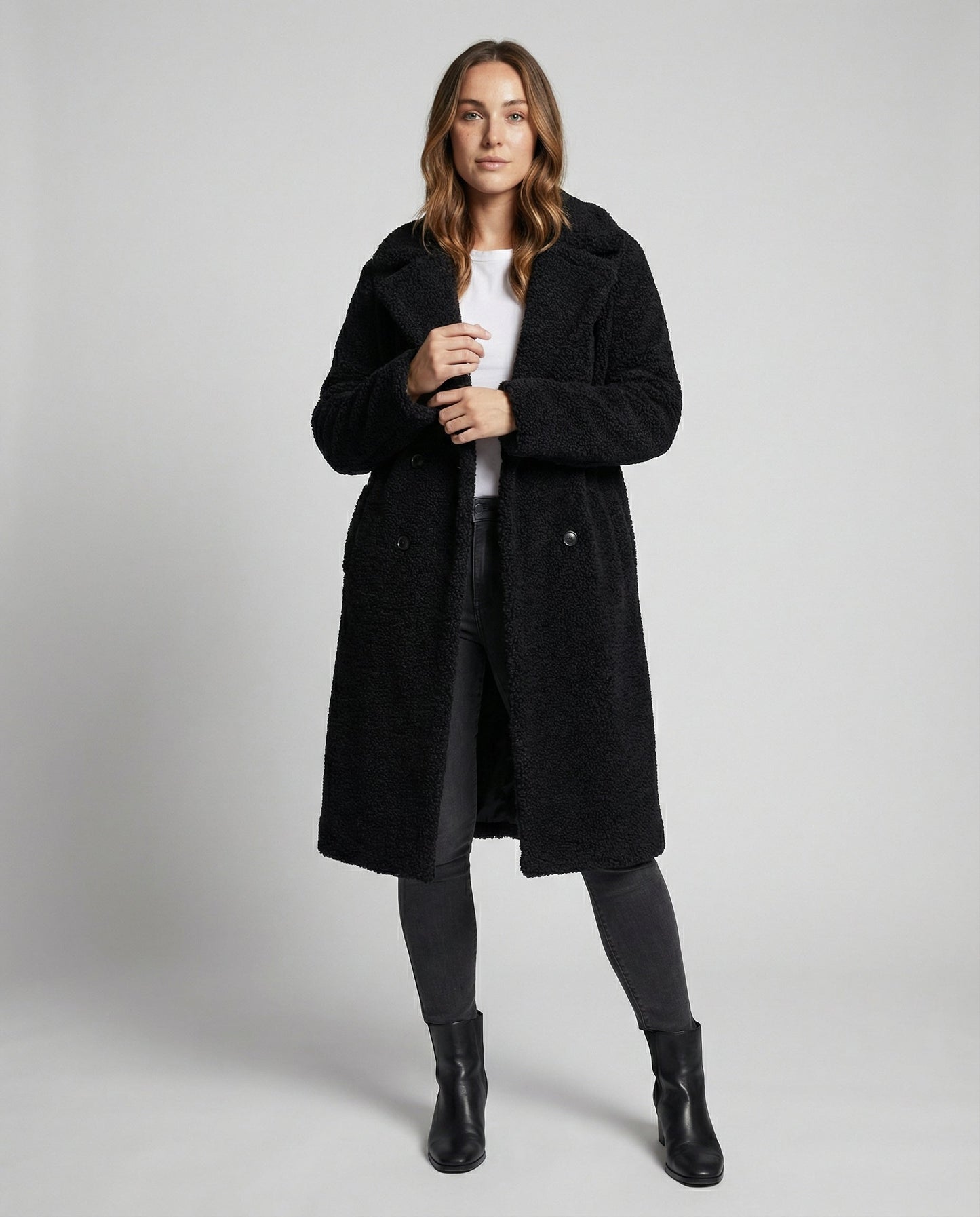Damen Teddymantel Lang - Eveloria