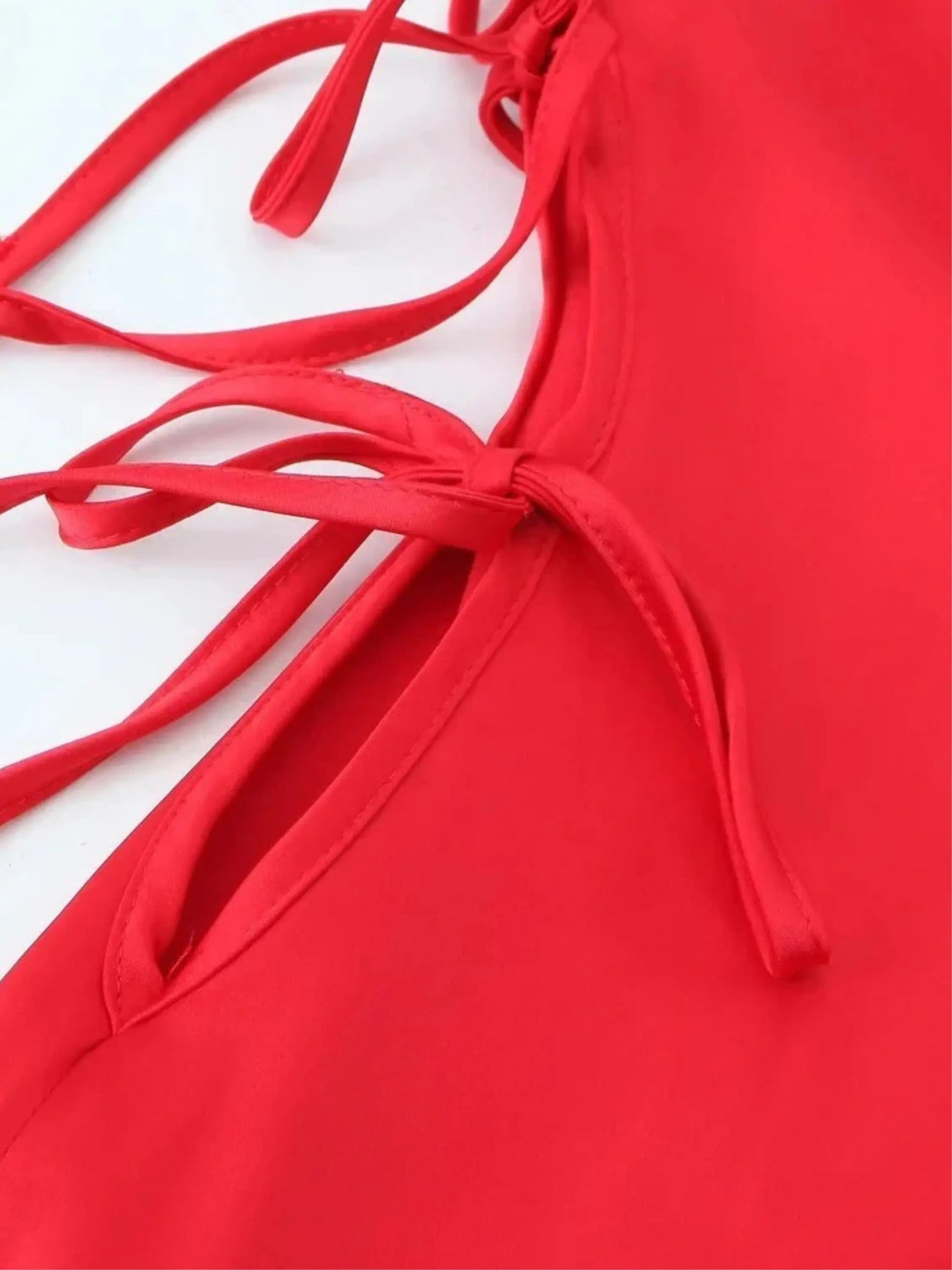 Damen Rotes Maxi-Kleid mit Schnürung